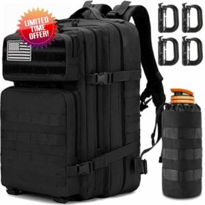 MUCHER 45L Military Tactical Backpack For Men with Bottle Holder and 4 Hooks Molle Army Rucksack Survival Backpack for Hiking Hunting