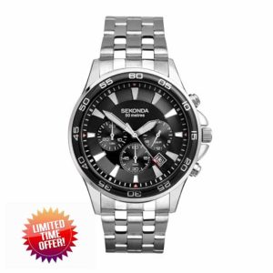Sekonda Jenson Mens 44mm Chronograph Quartz Watch with Stainless Steel Bracelet Date Window 50m Water Resista