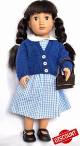 Blue gingham school uniform with cardigan