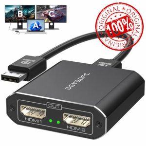 DGYBDFC 4K60Hz Displayport to Dual HDMI Adapter for PC Laptop Graphics Card DP 1.4 to 2 HDMI 2.0 Monitors Extension Display Displayport to HDMI Splitter 1 In 2 Out Hub MST Extend Mode for Windows Only