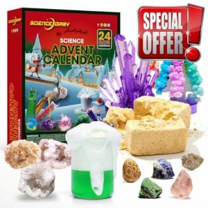 SCIENCE DIARY Science Experiments & Gemstone Advent Calendar 2024 for Kids - Girls Advent Calendar with 24 Crystals and STEM Projects