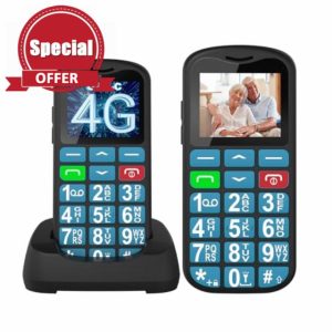 Tosaju Senior Mobile Phone 4G Big Button Mobile Phone for Elderly Simple Basic Mobile Phone Unlocked Sim Free Easy to Use Mobile Phone Feature Mobile Phone LCD Display SOS Button 1000 mAh Battery