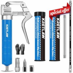 KRETLAW Mini Grease Gun (3000PSI) with Double 85G Cartridge Grease and Flexible Hose