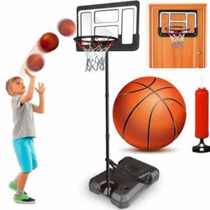 SGM 777-438C Kids Basketball Hoop Stand Adjustable Height 6.3Ft-7.8Ft