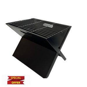 BBQENVY Foldable BBQ Grill Portable Camping Travel With Cooking Rack Charcoal - Black