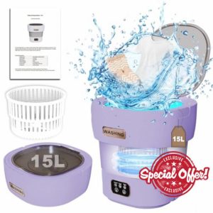15L Portable Washing Machine with Spin Dryer Weighs 2kg