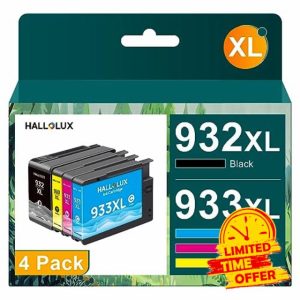 HALLOLUX 932XL 933XL Ink Cartridges Compatible for HP 932 933 Ink for HP Officejet 6100 6600 6700 7110 7510 7610 7612 Multifunction Inkjet printer (Black Cyan Magenta Yellow