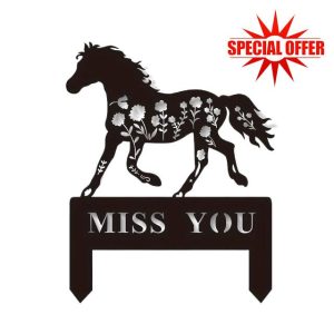 ISEEKLIKE Metal Horse Memorial Stake Sign With Stake Horse Lover Gift Sympathy Sign Remembrance Stake Ranch Decor Sign Grave Markers