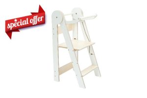 Wooden Foldable Learning toddler Tower for Kids (White)