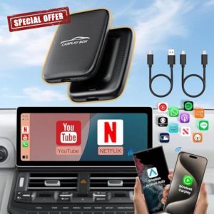 2024 Wireless CarPlay Adapter & Android Auto Adapter Support YouTube Netflix TF Card Screen Mirroring