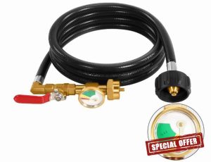 36"/3FT Propane Refill Adapter Hose with Pressure Gauge,Propane Regulator with On/Off Control Valve,350PSI High Pressure Camping Grill (QCC/Type 1 Inlet) 1LB Propane Tank Adapter Connector (3FT)
