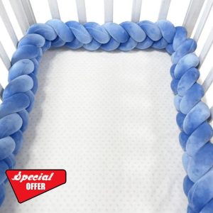 GYCF Braided Crib Bumper Knotted Braided Bed Snake Cot Surrounds Cushion Braided Pillows Knotted Cot Bumpers for Cot Bed Anti-Collision Head Crib Bumper