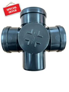 110MM Black Soil Waste Pipe and Ring Seal Fittings Push Fit Fittings Cross Branch Tee with Doo