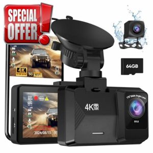 ORSKEY Dash Cam Front and Rear Built-in 5GHz WiFi