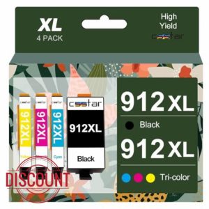 CSSTAR 912XL Ink Cartridge Repacement for 912 XL Compatible for HP OfficeJet Pro 8020 8022 8023 8024 8025 OfficeJet 8010 8012 8013 8014 8015 8017 8018(Black/Cyan/Magenta/Yellow