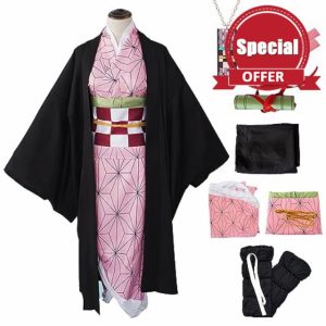 Maazusa Anime Cosplay Costumes for Women 7Pcs Kimono Outfits with Bamboo Anime Kimono Cosplay Halloween Costumes for World Book Day Carnival Party