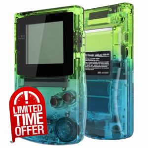 IPS Ready Upgraded eXtremeRate Gradient Translucent Green Blue Replacement Shell Full Housing Cover Buttons for Gameboy Color – Fit for OSD IPS & Regular IPS & Standard LCD – Not Console & IPS Scree