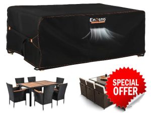 Enzeno Garden Furniture Covers,180X120X74cm Waterproof,420D Heavy Duty Oxford Fabric Outdoor Patio Table Cover with Air Vent for Chair and Table Cove