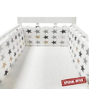 AZMAHT Breathable Cot Bumper Safe Alternative To Traditional Baby Cot Bumpers Baby Boys Girls Nursery Breathable Crib Bed Liner Bumper Anti Collision Head Crib Bumper