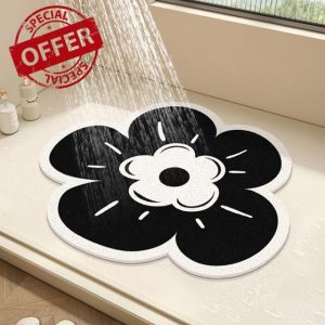 Round Shower Mat Flower Bath Mat for Inside Shower