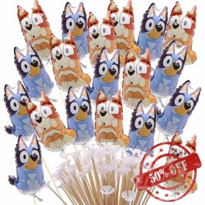 Toyland® Pack Of 20 - Bluey & Bingo Mini Character Balloons - Reusable Sticks And Cups Included - Birthday Party Decorations