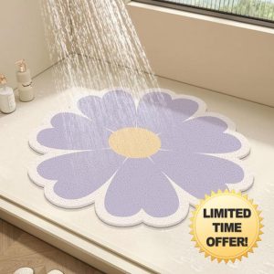 Round Shower Mat Flower Bath Mat for Inside Shower
