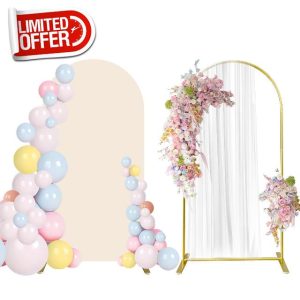 7.2FT Wedding Arch Backdrop Stand and Beige Arch Cover