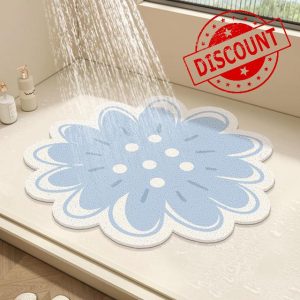 Round Shower Mat Flower Bath Mat for Inside Shower