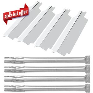 WELL GRILL Stainless Steel Burner Cover & Burner Tube Replacement Parts for EL Fuego Dayton 4 Burner