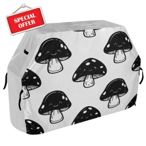 BBQ Grill Cover Grill Cover for Outdoor Grill Anti-UV Weather Resistant Waterproof Barbeque Grill Cover for Most Grills Black Mushrooms