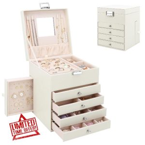 Jewellery Box Organiser with 6 Drawers and Mirror