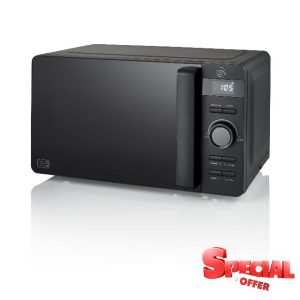 Swan SM22037LBLKN Stealth LED Digital Microwave with Glass Turntable