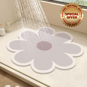 Round Shower Mat Flower Bath Mat for Inside Shower