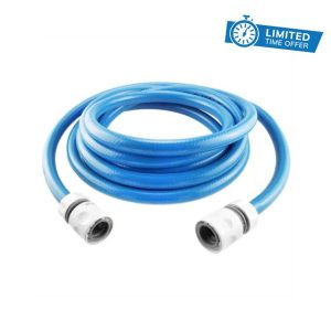 20 Meter Blue Food Grade Water Hose with Click-Lock Connector Set - 1/2" Garden Hose Pipe Cart Extension Ki
