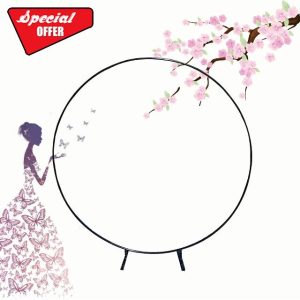 Wedding Arch 100-260cm Round Backdrop Stand Metal Balloon Arch Weather-Resistant for Wedding Bridal Party Elegant Decorations