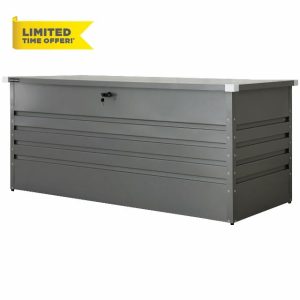 Olsen & Smith Garden Metal Storage Box 1000L Lockable Gas Lift 185x82x79cm Weather-Resistant Anthracite