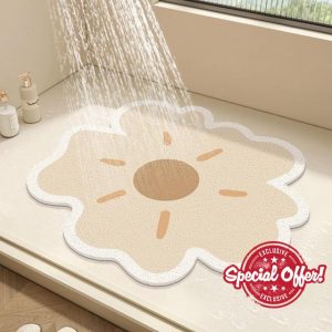 Round Shower Mat Flower Bath Mat for Inside Shower