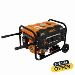 Portable Petrol Generator 3300W 7HP 4 Stroke 210cc Electric Key Start Digital Display Single Phase Emergency Power 230V AC 12V DC Output Powder Coated Steel 12L Fuel Tank Wheels Tool Kit & Funnel