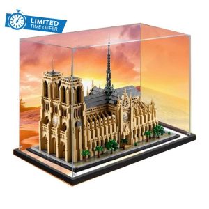 Acrylic Clear & Dustproof Display Case for Lego 21061 Notre Dame de Paris (Display Model Not Included) (Mirrors*Background)