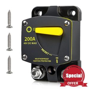 RED WOLF BS6200 200A Amp Circuit Breaker W/Manual Reset DC 12-48V High Amperage for Car Audio RV Marine Boat Truck Trolling Motors Stereo Audio Electronic Battery Solar System