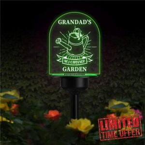 Personalized Grandad's Garden No.1 Gardener Solar Light Memorial Solar Lawn Lights Garden Yard Stakes Acrylic Cemetery Grave Marker Grandpa Stake Sign Sympathy Gift for Grandma Grandpa Family Friends