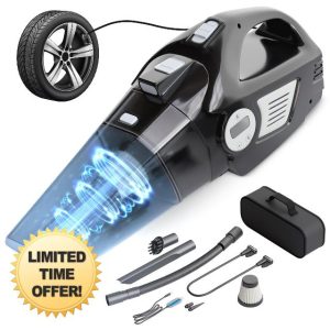 AYN 4-in-1 Cordless Car Vacuum Cleaner & 150 PSI Tire Inflator with Digital Pressure Gauge & LCD – 120W Powerful Wireless Vacuum