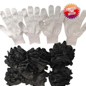 Black Gloves and Portable Grillig Liners Black BBQ Gloves Set for Meat Pulling with Heatproof Liners BBQ Gloves