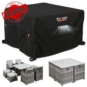 Enzeno Cube Garden Furniture Covers,125X125X74cm Garden Square Table Cover Waterproof,420D Heavy Duty Outdoor Patio Rattan Cube Table Covers Windproof