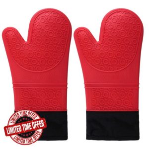 JIARCY Professional Oven Gloves Heat Resistant Silicone Gloves Oven Mitts Non-Slip Cooking Barbecue Gants With Soft Inner Lining