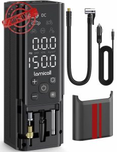 Lamicall Cordless Tyre Inflator Air Compressor - [22mm Metal Cylinder] 7500mah Battery & 12V DC Type Pump