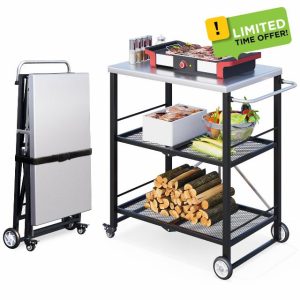UNIONLINE Foldable Stainless Pizza Oven Table with Handle