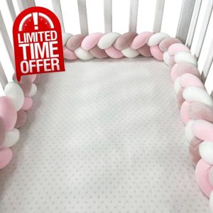GYCF Braided Crib Bumper Knotted Braided Bed Snake Cot Surrounds Cushion Braided Pillows Knotted Cot Bumpers for Cot Bed Anti-Collision Head Crib Bumper