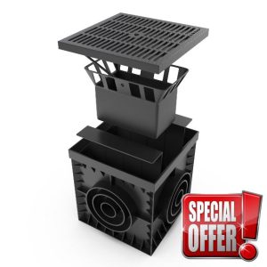 Vodaland 300x300 Yard drain - Load Class A15 - Plastic catch basin with silt basket (Plastic grate)