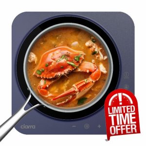 CIARRA CBTIH1A-M Portable Induction Hob 2000W Single Cooking Zone 8 Power Levels Touch Control Glass Panel with Built-In 4 Hours Timer